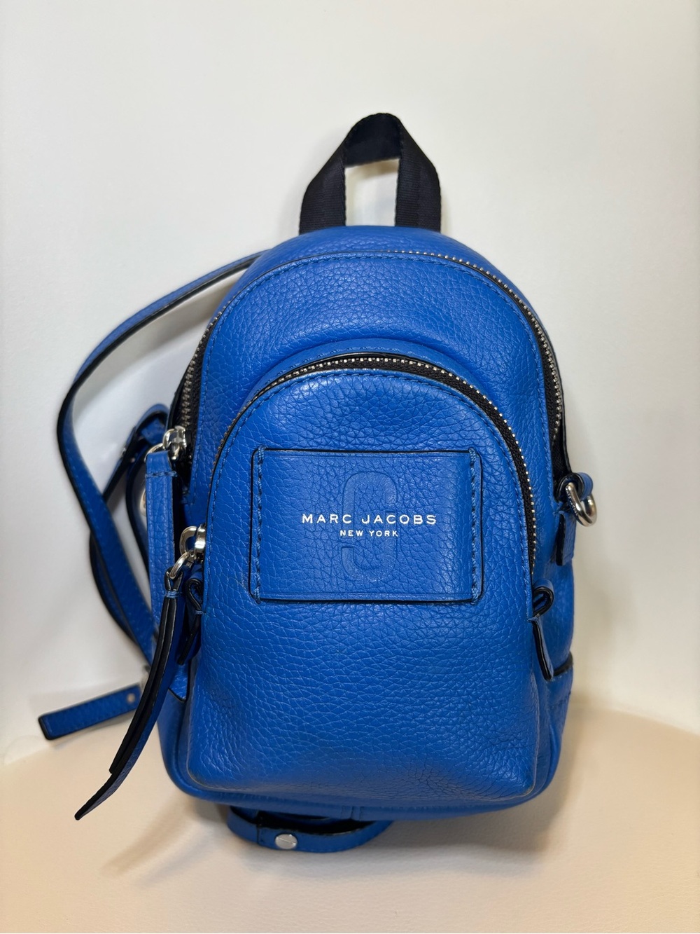 Marc Jacobs Mini Leather Backpack / Crossbody Purse Blue Pebbled Leather
